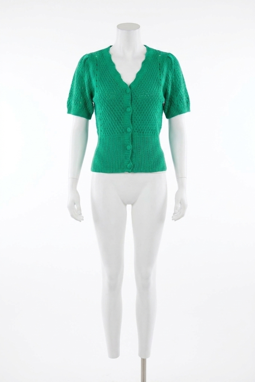 NEW BLUIVY button down short sleeve knit cardigan in kelly green